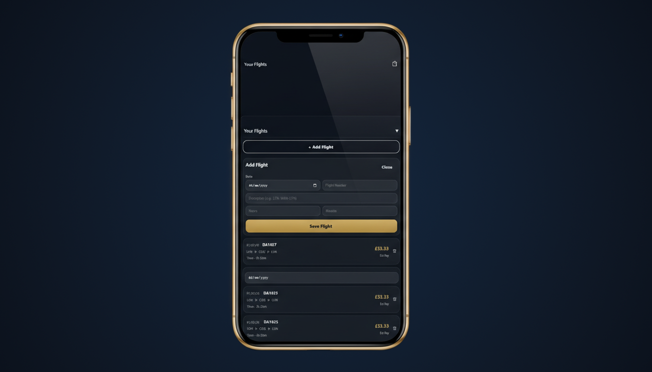 CrewPay add flight screen